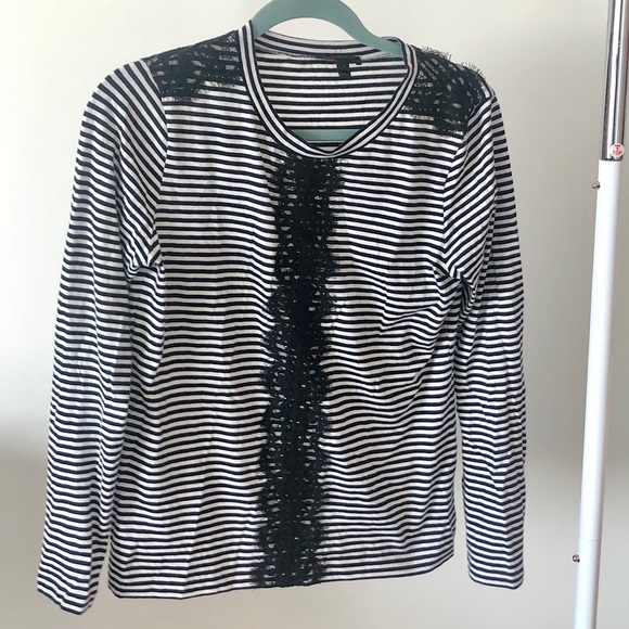 J. Crew Striped Top w/Lace Appliqué - Picture 4 of 6